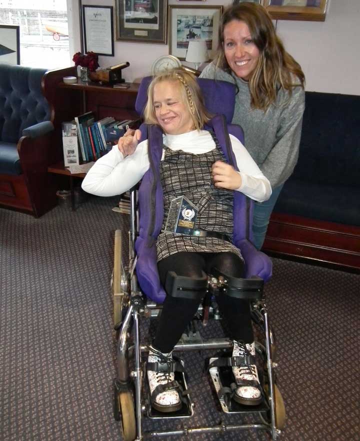 Amy Wheeler pictured with her carer Laura Worsfold